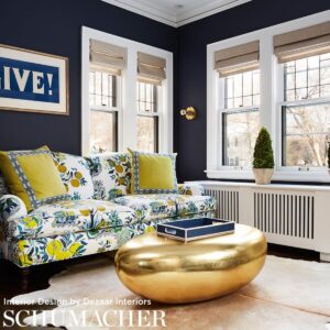 175761-4 Schumacher Citrus Garden in Pole Trees Toile Linen Fabric Primary Multi MSRP396/Y