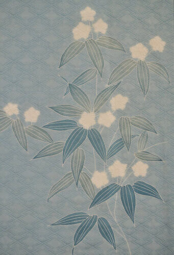 DSC_0817 Vintage 100% Silk Haori Jacket Kimono Shibori Kikkyou Flower Pale Blue White @X25e