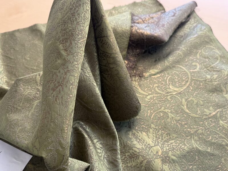by yard Boboli Garden Silk Damask Italian Metallic Deep Charteuse Green Gold MSRP USD 568/yard