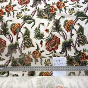 IMG_3205 By yard Highlander Historical Chintz print Grand Jacobean Cantalope Orange Red Green Tree of Life Cotton Block Print Made in US MSRP USD298/y