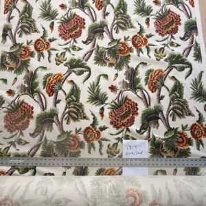 IMG_3206 By yard Highlander Historical Chintz print Grand Jacobean Cantalope Orange Red Green Tree of Life Cotton Block Print Made in US MSRP USD298/y