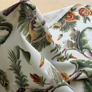 IMG_3218 By yard Highlander Historical Chintz print Grand Jacobean Cantalope Orange Red Green Tree of Life Cotton Block Print Made in US MSRP USD298/y