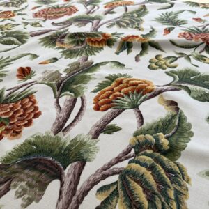 IMG_3222 By yard Highlander Historical Chintz print Grand Jacobean Cantalope Orange Red Green Tree of Life Cotton Block Print Made in US MSRP USD298/y