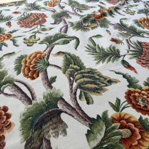 IMG_3223 By yard Highlander Historical Chintz print Grand Jacobean Cantalope Orange Red Green Tree of Life Cotton Block Print Made in US MSRP USD298/y