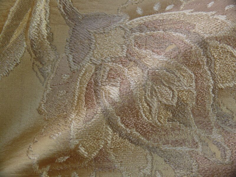 P1110254 RM Coco 100% silk Lampas Gilded Paisley Lariat Cream White Gold Silver MSRP USD 267.90/Y