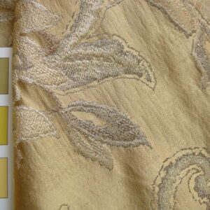 P1110266 RM Coco 100% silk Lampas Gilded Paisley Lariat Cream White Gold Silver MSRP USD 267.90/Y