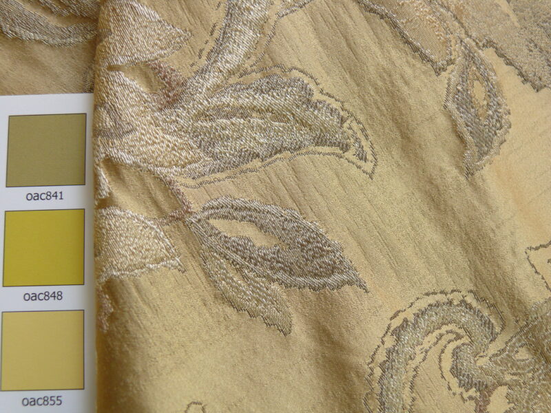 P1110266 RM Coco 100% silk Lampas Gilded Paisley Lariat Cream White Gold Silver MSRP USD 267.90/Y