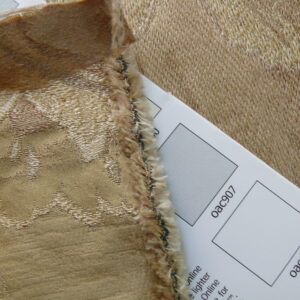 P1110267 RM Coco 100% silk Lampas Gilded Paisley Lariat Cream White Gold Silver MSRP USD 267.90/Y