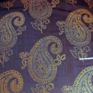 P1180613 Koplavitch 100% Silk Damask Giant Paisley "nocturne" Indigo Deep Blue Gold Copper MSRP USD 340/y