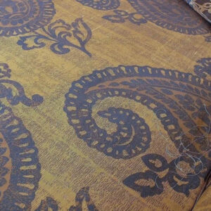 P1180622 Koplavitch 100% Silk Damask Giant Paisley "nocturne" Indigo Deep Blue Gold Copper MSRP USD 340/y