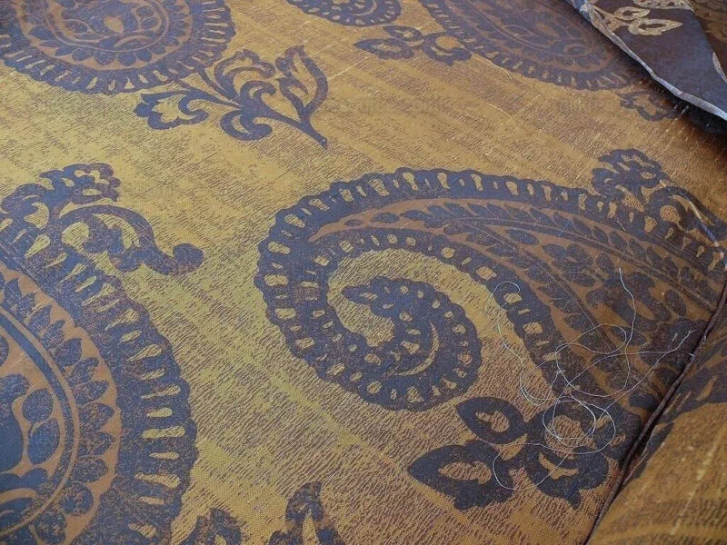 P1180622 Koplavitch 100% Silk Damask Giant Paisley "nocturne" Indigo Deep Blue Gold Copper MSRP USD 340/y