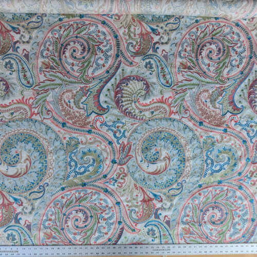 PXL_20250711_170745987 By yard Scalamandre Malabar Paisley Embroidery Bloom Blue Pink White Rich Spring Colors MSRP USD 620/y