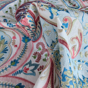 By yard Scalamandre Malabar Paisley Embroidery Bloom Blue Pink White Rich Spring Colors MSRP USD 620/y