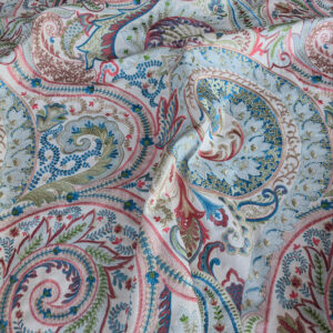 By yard Scalamandre Malabar Paisley Embroidery Bloom Blue Pink White Rich Spring Colors MSRP USD 620/y