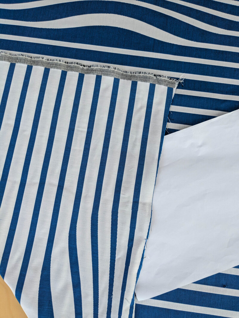 PXL_20250711_172556089 By yard Scalamandre Jean Paul Gaultier Illusion Marin Blue White Stripe Abstract Coton MSRP USD 644/yard