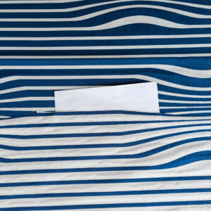 PXL_20250711_172627161 By yard Scalamandre Jean Paul Gaultier Illusion Marin Blue White Stripe Abstract Coton MSRP USD 644/yard