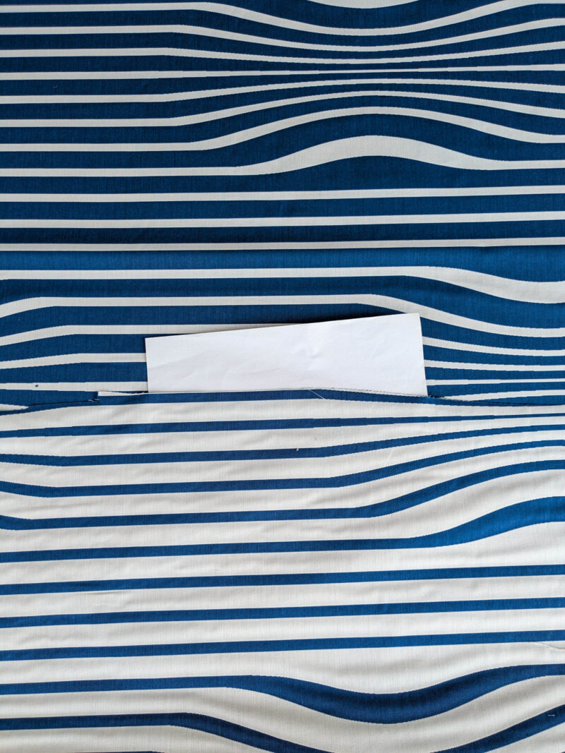 PXL_20250711_172627161 By yard Scalamandre Jean Paul Gaultier Illusion Marin Blue White Stripe Abstract Coton MSRP USD 644/yard