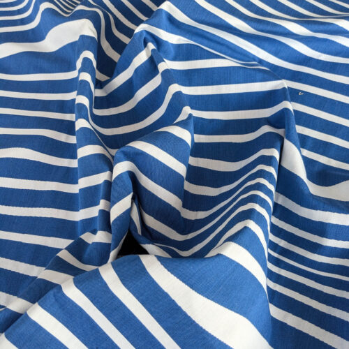 PXL_20250711_172739055 By yard Scalamandre Jean Paul Gaultier Illusion Marin Blue White Stripe Abstract Coton MSRP USD 644/yard