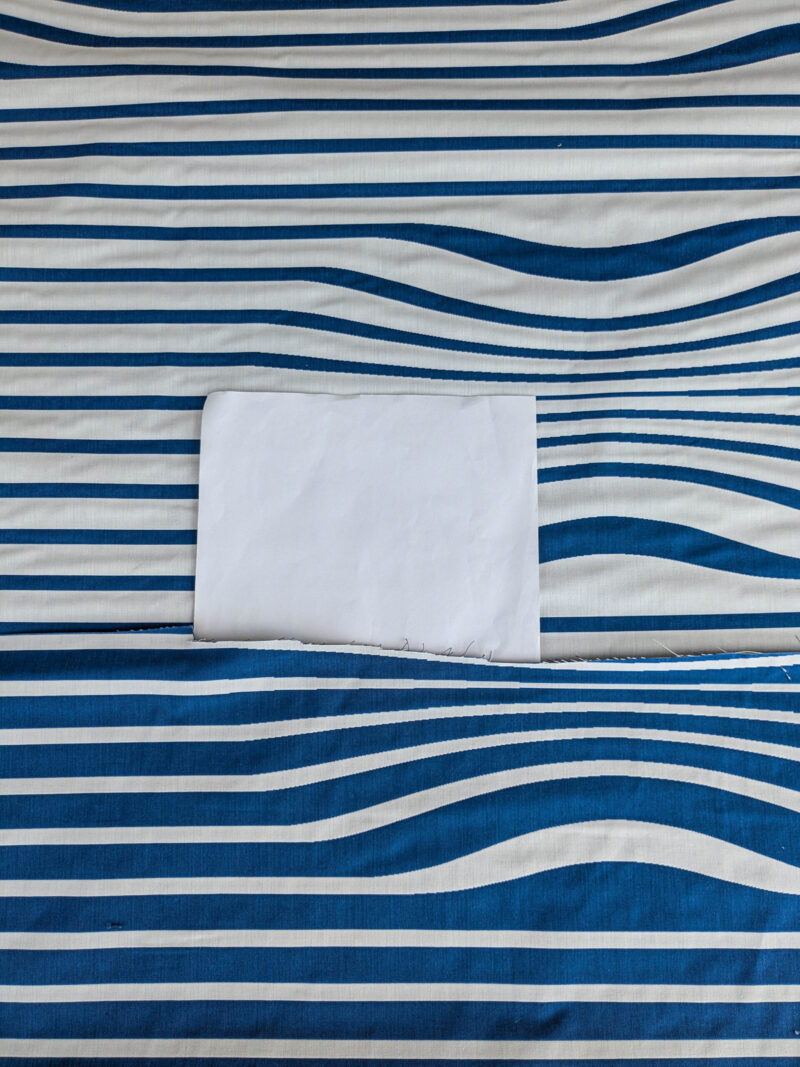 PXL_20250711_172824582 By yard Scalamandre Jean Paul Gaultier Illusion Marin Blue White Stripe Abstract Coton MSRP USD 644/yard