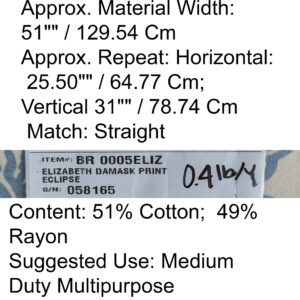 PXL_20250711_173152289 By yard Scalamandre Elizabeth Damask Print Eclipse Blue White Floral Large Scale Cotton Rayon MSRP USD420/y