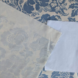 PXL_20250711_173453023 By yard Scalamandre Elizabeth Damask Print Eclipse Blue White Floral Large Scale Cotton Rayon MSRP USD420/y