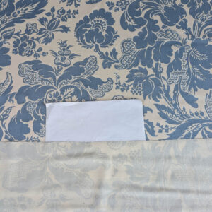 PXL_20250711_173606731 By yard Scalamandre Elizabeth Damask Print Eclipse Blue White Floral Large Scale Cotton Rayon MSRP USD420/y