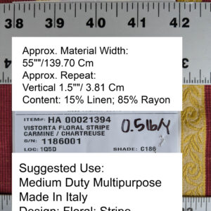 PXL_20250711_174142739 Scalamandre Vistorta Floral Stripe Carmine Chartreuse Red Gold  Floral Linen Rayon MSRP USD 148/y