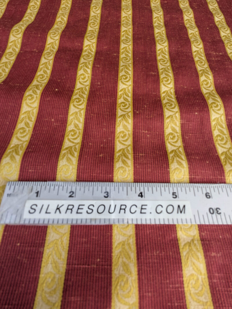 PXL_20250711_174344586 Scalamandre Vistorta Floral Stripe Carmine Chartreuse Red Gold  Floral Linen Rayon MSRP USD 148/y