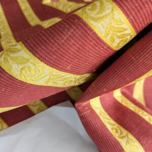 PXL_20250711_174422830 Scalamandre Vistorta Floral Stripe Carmine Chartreuse Red Gold  Floral Linen Rayon MSRP USD 148/y