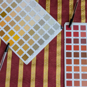 PXL_20250711_174555644 Scalamandre Vistorta Floral Stripe Carmine Chartreuse Red Gold  Floral Linen Rayon MSRP USD 148/y