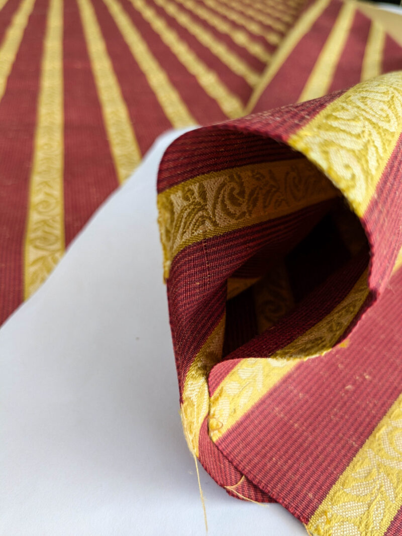 PXL_20250711_174644724 Scalamandre Vistorta Floral Stripe Carmine Chartreuse Red Gold  Floral Linen Rayon MSRP USD 148/y