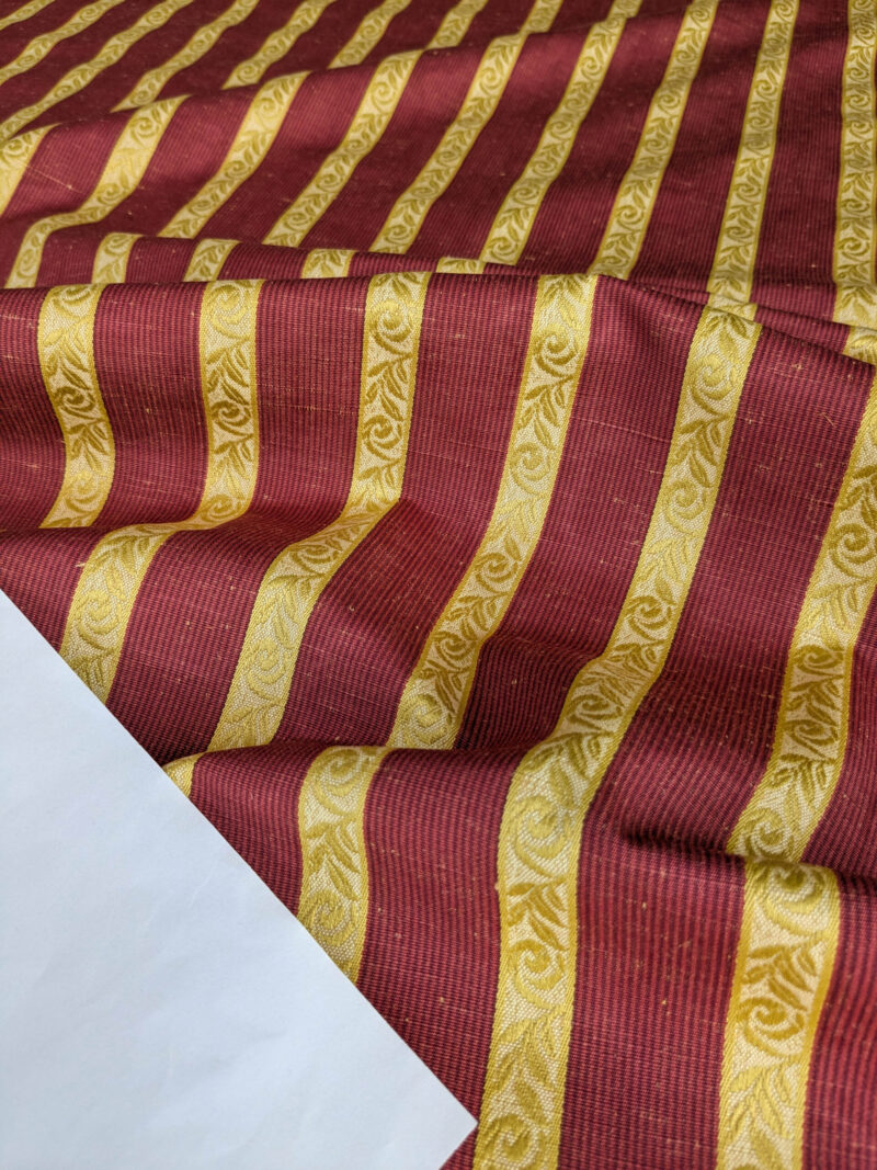 PXL_20250711_174711892 Scalamandre Vistorta Floral Stripe Carmine Chartreuse Red Gold  Floral Linen Rayon MSRP USD 148/y