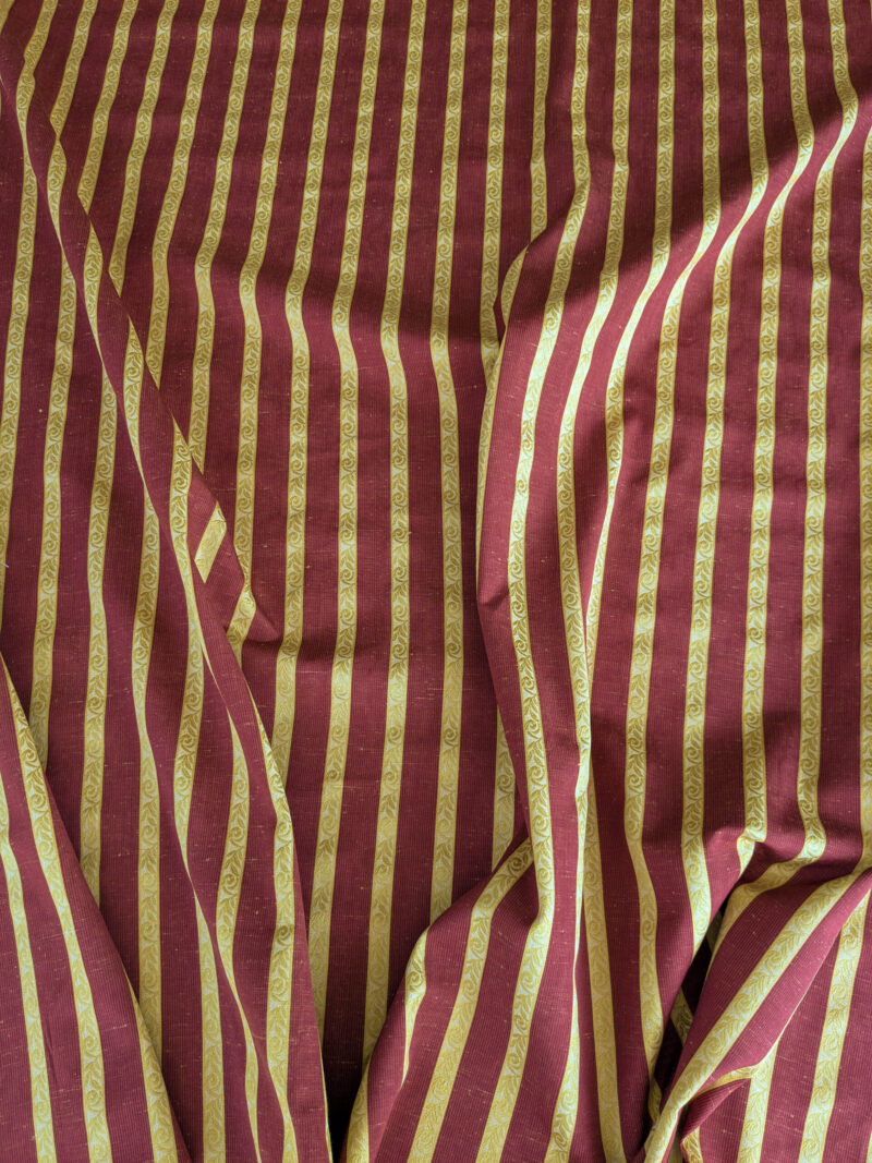 PXL_20250711_174738703 Scalamandre Vistorta Floral Stripe Carmine Chartreuse Red Gold  Floral Linen Rayon MSRP USD 148/y