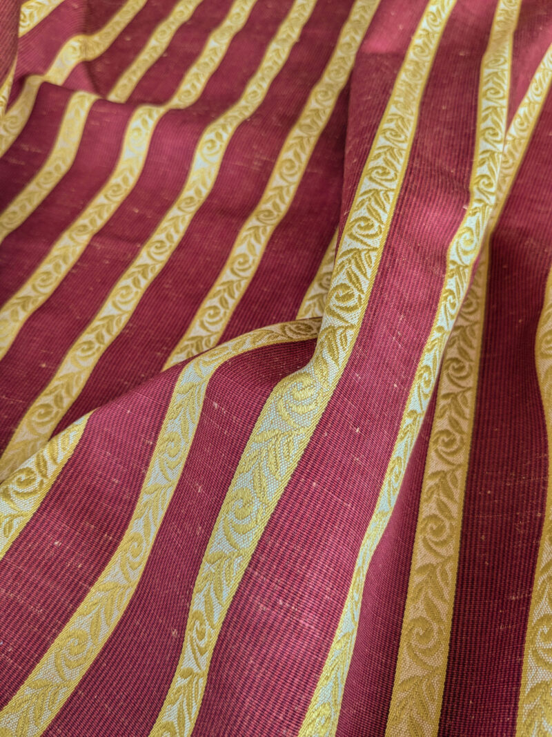 PXL_20250711_174743323 Scalamandre Vistorta Floral Stripe Carmine Chartreuse Red Gold  Floral Linen Rayon MSRP USD 148/y