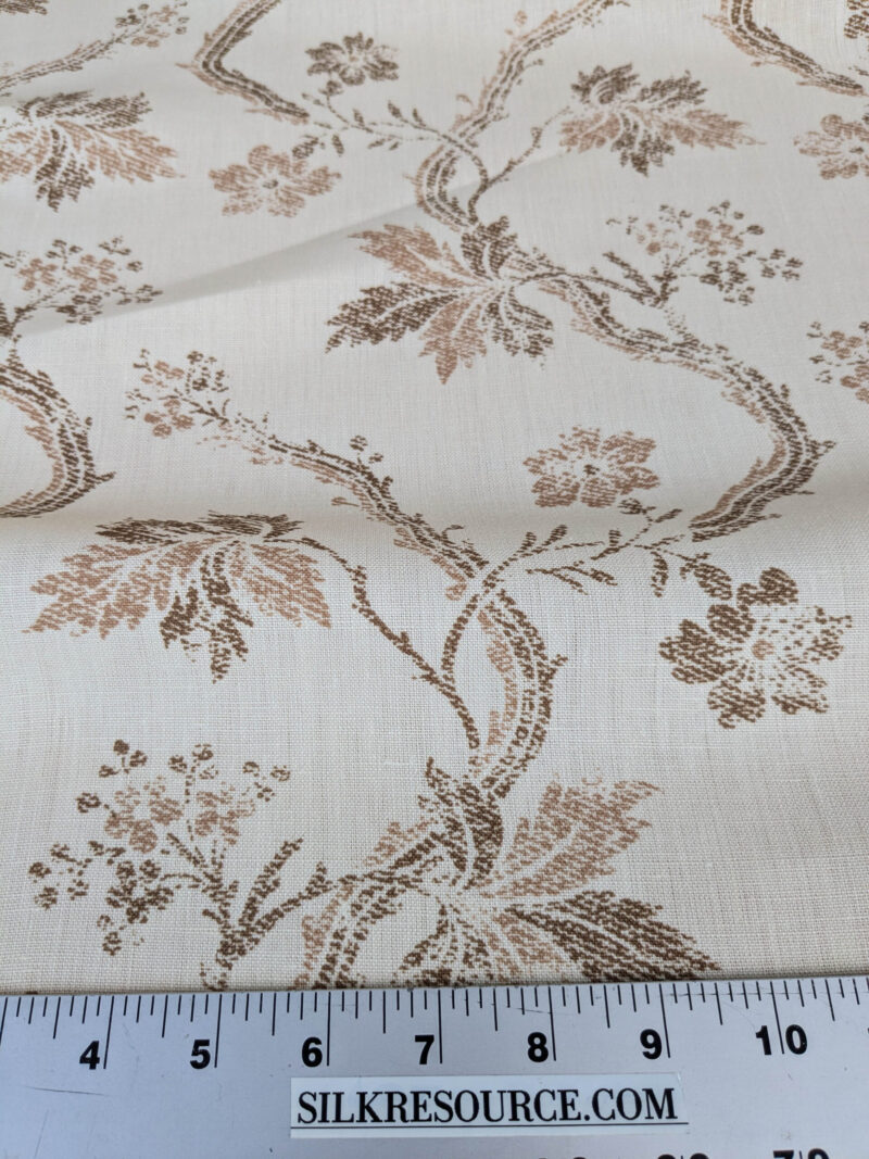 PXL_20250711_182624117 By yard Scalamandre Duden Lodge Neutral Brown Beige Botanical Floral Linen MSRP USD 198/y