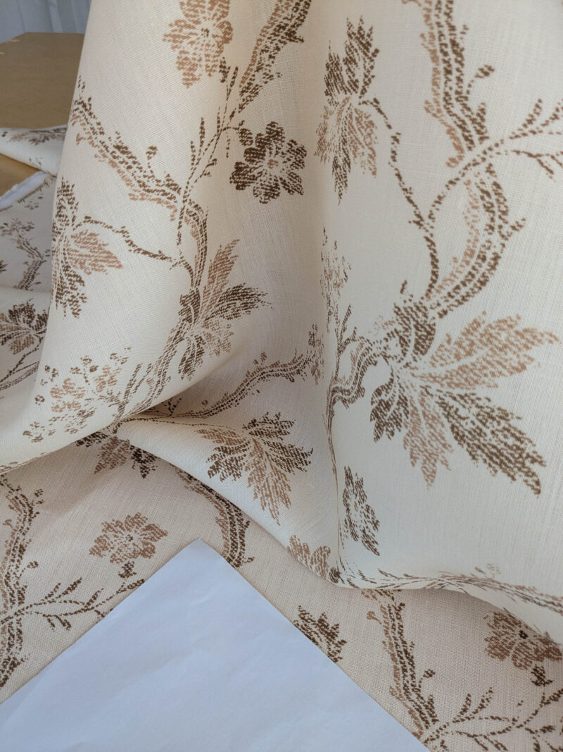 PXL_20250711_182755229 By yard Scalamandre Duden Lodge Neutral Brown Beige Botanical Floral Linen MSRP USD 198/y