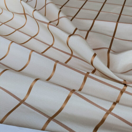 PXL_20250711_183102637 Scalamandre Louis Check Ochre on Creme Brown Beige Cotton Viscose Cotton Windowpane Plaid Check MSRP USD 176/y