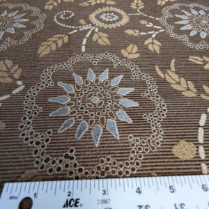 By Yard Scalamandre Kasumi Chocolate Brown Silk Lampas Kimono Daisy Flower Art Deco MSRP USD 276/Y
