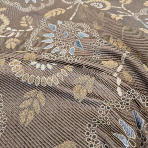 By Yard Scalamandre Kasumi Chocolate Brown Silk Lampas Kimono Daisy Flower Art Deco MSRP USD 276/Y