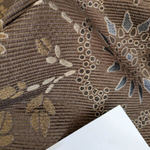 By Yard Scalamandre Kasumi Chocolate Brown Silk Lampas Kimono Daisy Flower Art Deco MSRP USD 276/Y