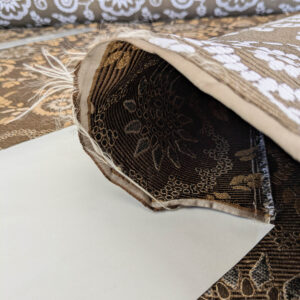 By Yard Scalamandre Kasumi Chocolate Brown Silk Lampas Kimono Daisy Flower Art Deco MSRP USD 276/Y