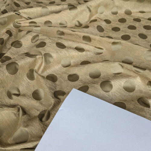 PXL_20250725_173813888 B. Berger Duralee 100% Silk Damask Polka Dot "Aspen" Beige Reversible Strie and Satin Mid-Century MSRP USD 250/Y
