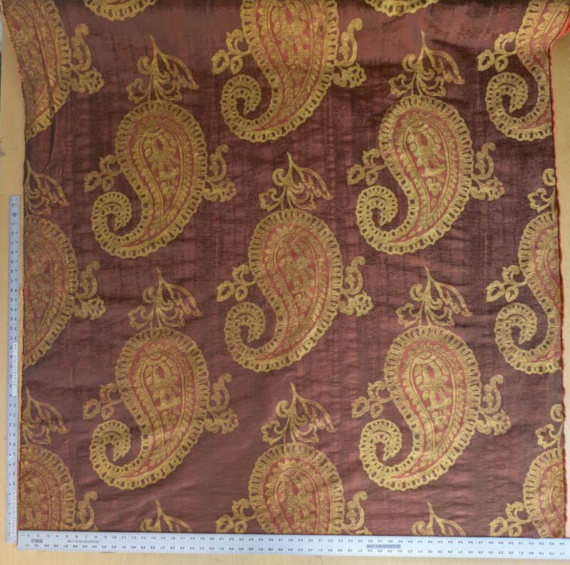 Bty Koplavitch 100% Silk Damask Giant Paisley "Rust" Deep Red Gold MSRP USD 340/y
