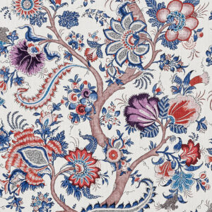 Special Order Scalamandre Metropolitan Palampore Print Linen Red Multi Floral Jacobean Tree of Life MSRP USD488/y