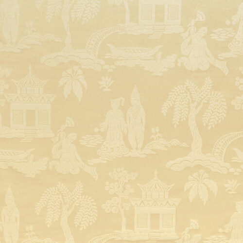 Sukhothai _ Ivory Special Order Clarence House Sukhothai Linen Silk Ivory Cream Asian Damask MSRP USD 356/y