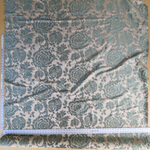 original_49a6ecf5-0ca6-4cce-92eb-ee67f9ff05a4_PXL_20250725_171709928 BTY 100% Silk Lampas Papercut Tree Of Life Pom "Aquamist" Aqua Blue Beige