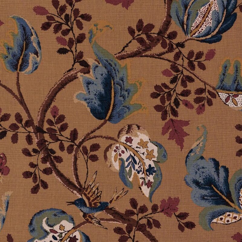2639640 Special Order Schumacher Fox Hollow in Document Red Blue Brown Linen Cotton Large Flora Tree Foliage MSRP USD 268/y