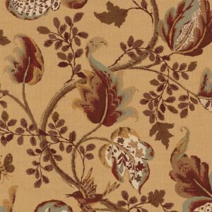 2639647 Special Order Schumacher Fox Hollow In Robin's Egg Blue Brown Green Red Linen Cotton Large Flora Tree Foliage MSRP USD 268/y