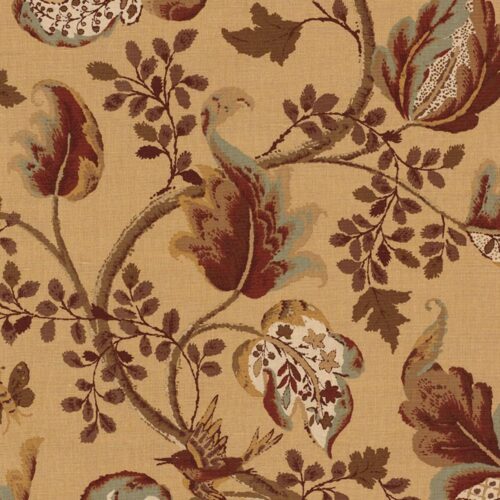 2639647 Special Order Schumacher Fox Hollow In Honey and Smoke Gold  Brown Linen Cotton Large Flora Tree Foliage MSRP USD 268/y
