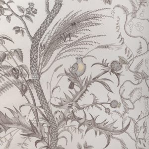 BR-79431_11 Brunschwig & Fils Bird & Thistle Print Grey - by the yard MSRP USD316/y